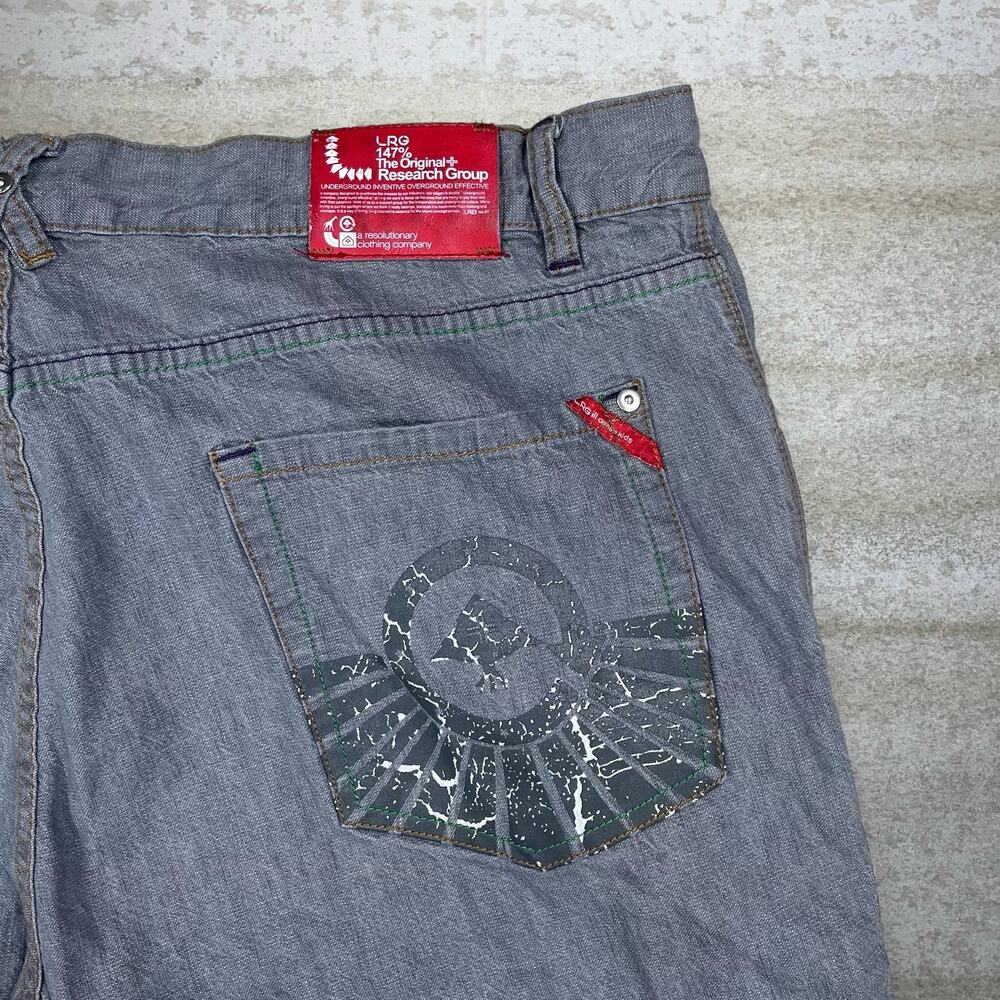 Vintage Y2K LRG Skater Wide Leg Jeans 42x34 Baggy Smoke Grey Wash Denim Rap - Picture 3 of 5